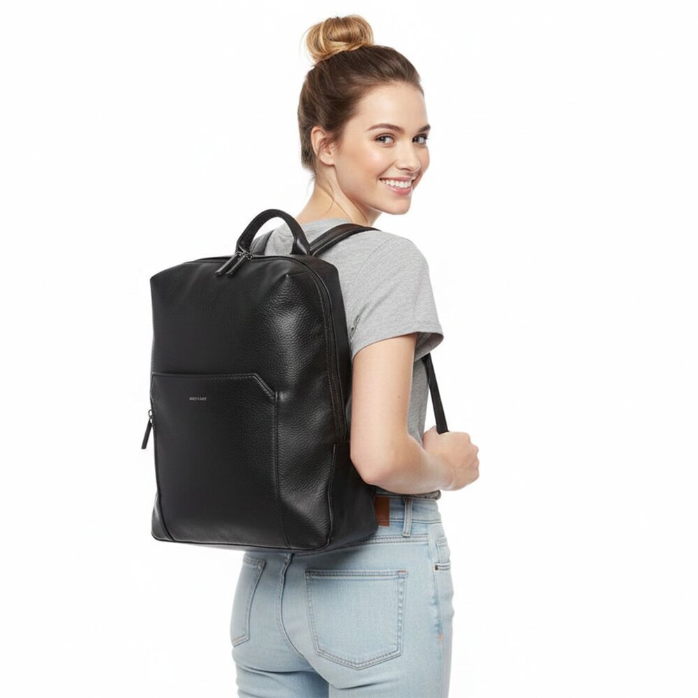 Matt & Nat ETNA Black Vegan Leather Backpack Laptop Sleeve & PETA Approved